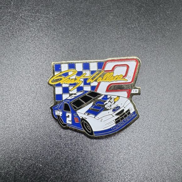 Rusty Wallace #2 Miller Lite Thunderbird Nascar Racing Hat Label Pin 1997 Vtg - Picture 1 of 5
